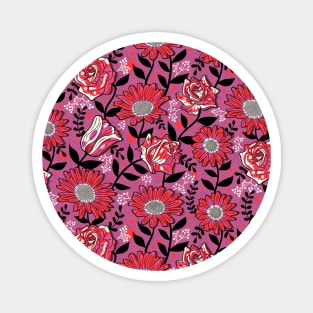 Bold Summer Flowers on Purple Magnet